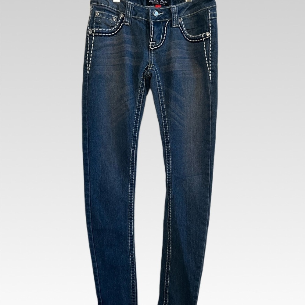 EIGHTY EIGHT Dark Blue Skinny Jeans with White Accents SIZE 1